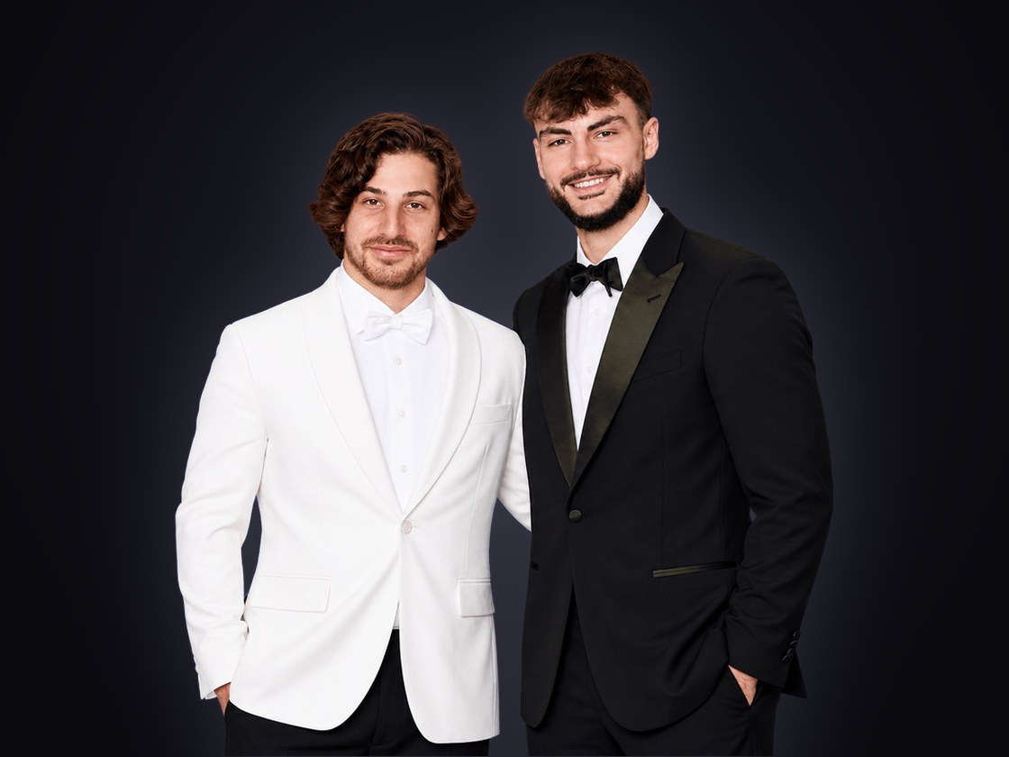 Alex Durand and Tom Carles of ATFrenchies in black tie