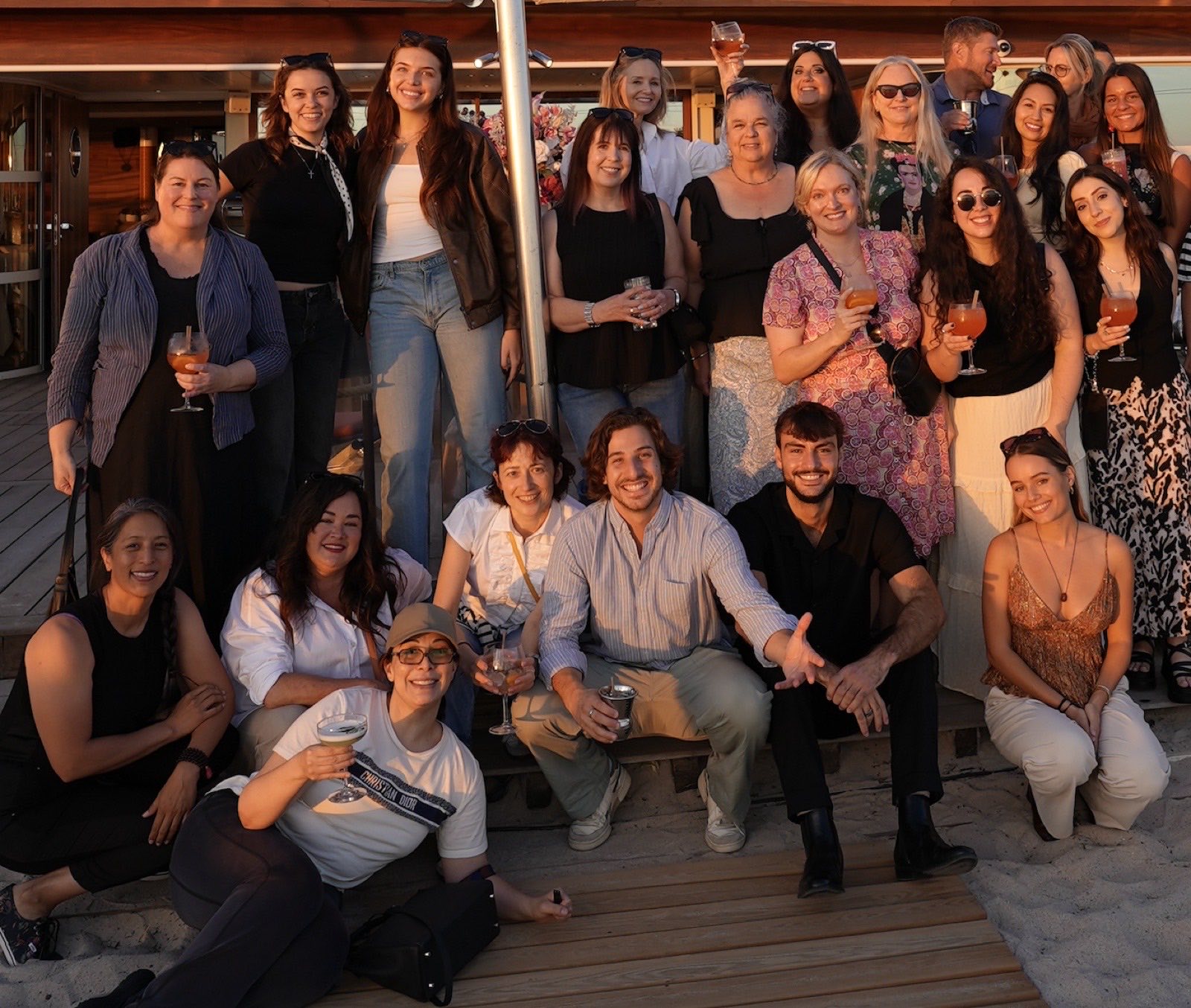 French Club members gathered at sunset